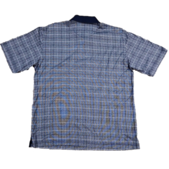 DANIEL Cremieux Blue Square Print Polo Shirt - Picture 3 of 9